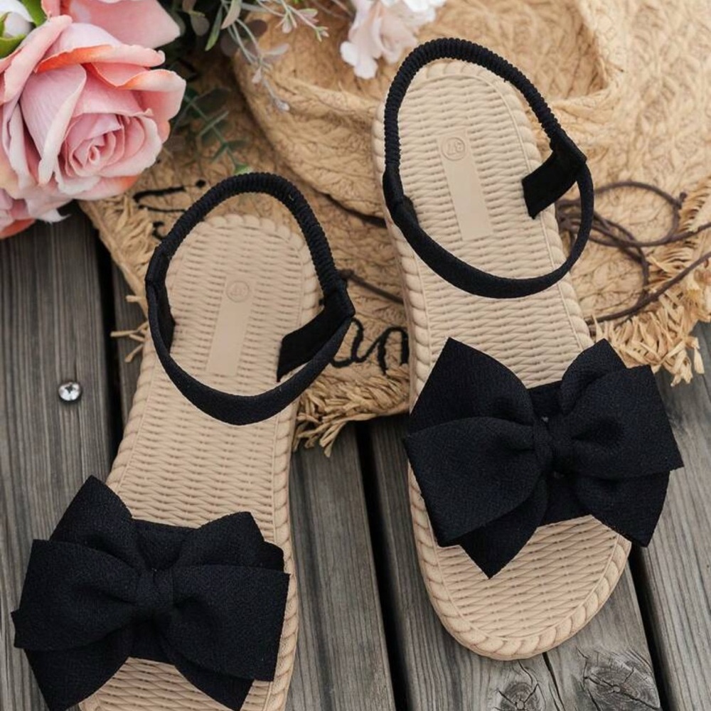 💙SHEIN Black Bow Sandals NEW